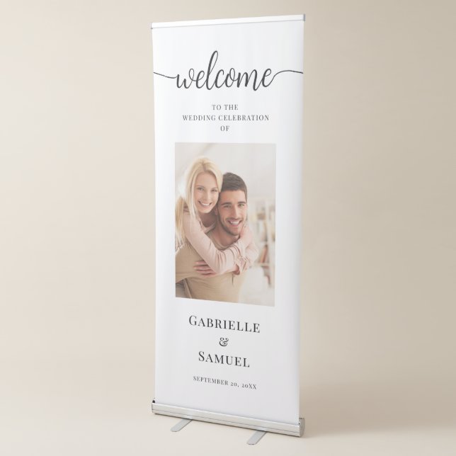 Custom Photo Simple Wedding Welcome Retractable Banner (3/4)