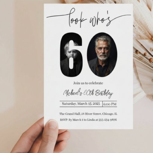 Custom Photo Sixty Birthday Invitation For Adults