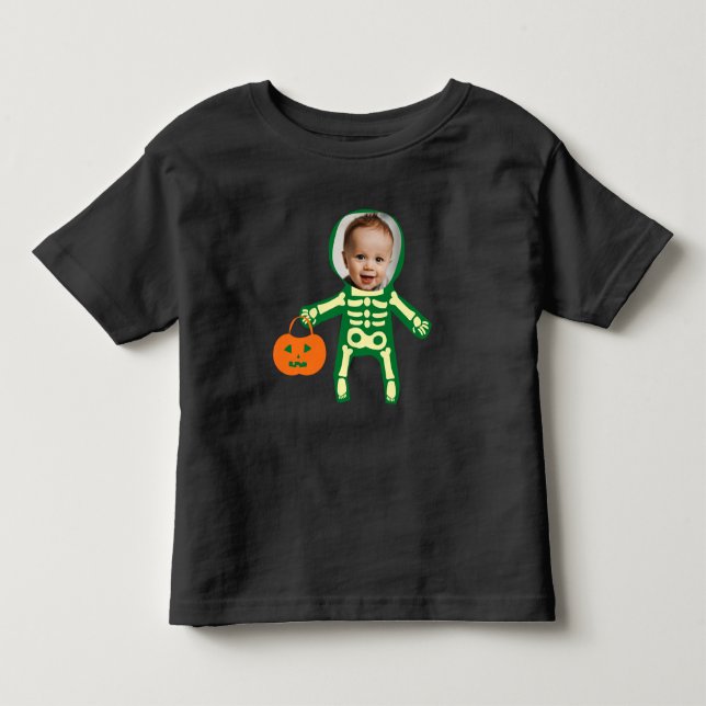 Custom photo skeleton Halloween trick or treat Toddler T-shirt (Front)
