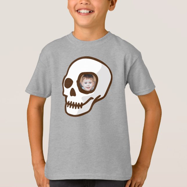 Custom photo Skull day of the dead scary Halloween T-Shirt (Front)