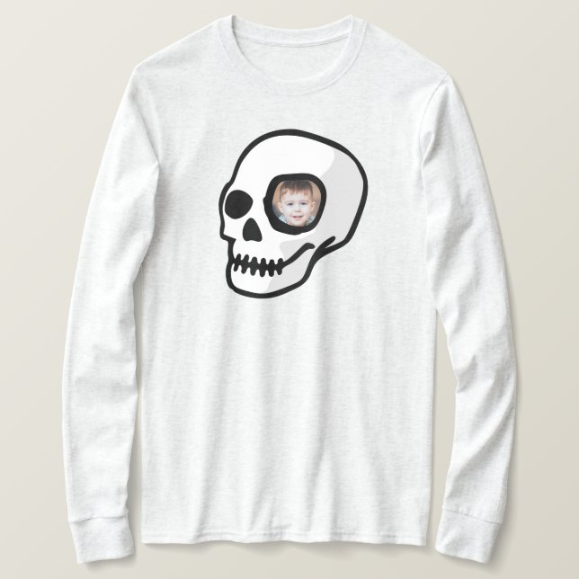 Custom photo Skull scary spooky day of the dead T-Shirt (Design Front)