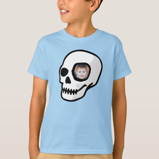 Custom photo Skull scary spooky day of the dead T-Shirt (Front)