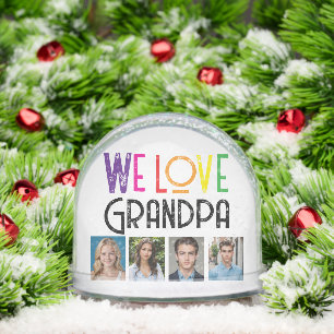 Custom Photo Snow Globe for GRANDPA – Rainbow Text