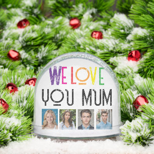 Custom Photo Snow Globe for Mom – Rainbow Text