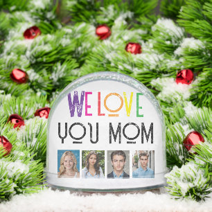 Custom Photo Snow Globe for Mom – Rainbow Text