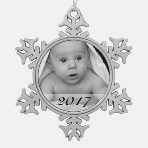 Custom Photo Snowflake Ornament with Date