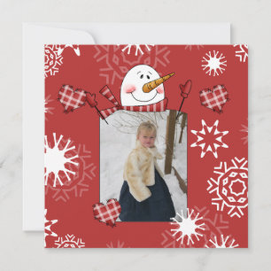 Custom Photo Snowman Holiday Greeting Card
