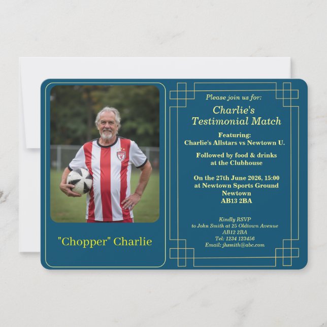 Custom Photo Soccer Testimonial Party Invitation (Front)