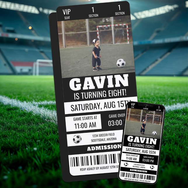 Custom Photo Soccer Ticket Birthday Party Invitation (Creator Uploaded)