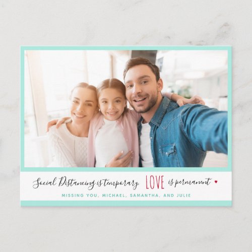 Custom photo social distancing love quote greeting postcard