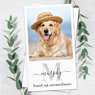 Custom Photo Social Media Pet Influencer Monogram  Business Card