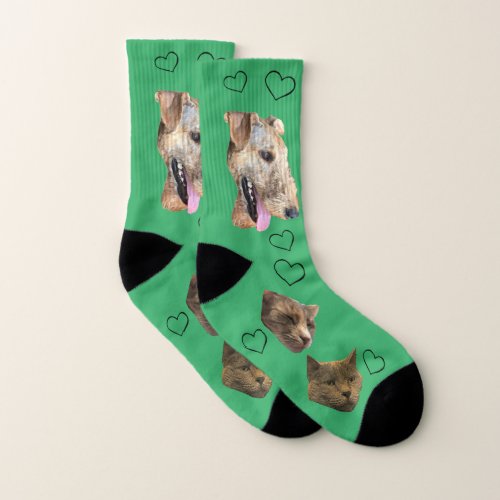 Custom Photo Socks with Hearts