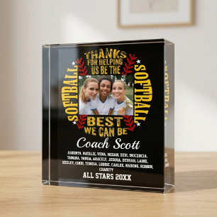 Custom Photo Softball Coach Team Roster Award