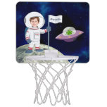 Custom Photo Spaceman On Moon Mini Basketball Hoop at Zazzle