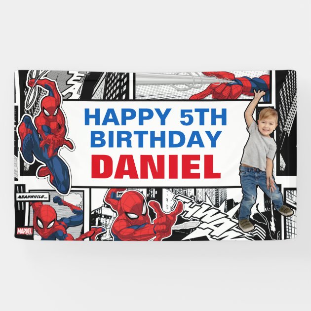 Birthday banner Personalized 4ft x 2 ft  Spiderman far from home 