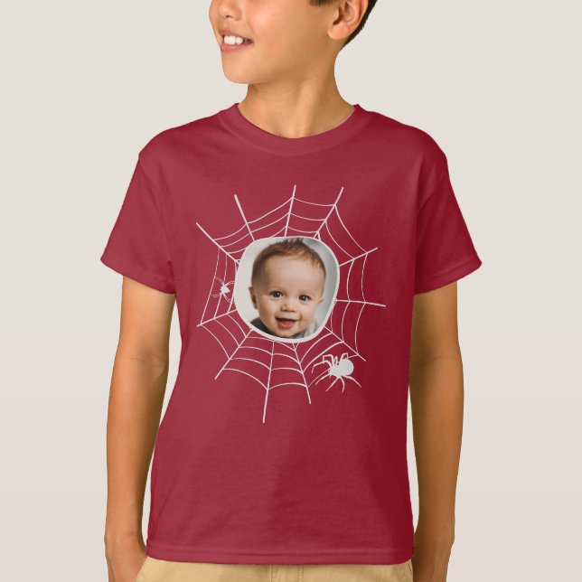 Custom photo Spider web spiderweb creepy spooky T-Shirt (Front)
