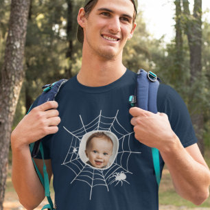 Custom photo Spider web spiderweb spooky creepy T-Shirt