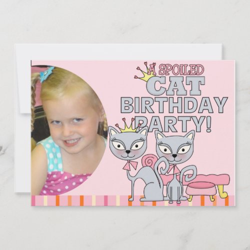 Custom Photo Spoiled Cat Birthday Party Invitation