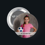 Custom Photo Sports  Button<br><div class="desc">Support your child's sports with this custom button featuring their photo and customized with their name. Available in a variety of sizes. Grab one for yourself,  siblings and grandparents.</div>