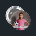 Custom Photo Sports  Button<br><div class="desc">Support your child's sports with this custom button featuring their photo and customized with their name. Available in a variety of sizes. Grab one for yourself,  siblings and grandparents.</div>