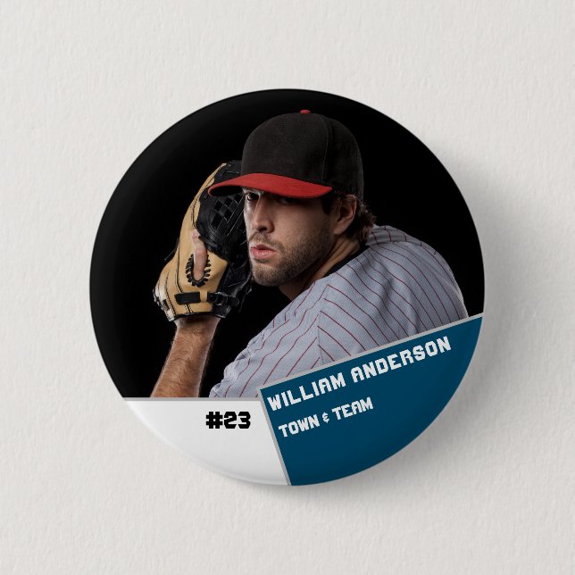 Custom photo sports button / pin Baseball player (Front)