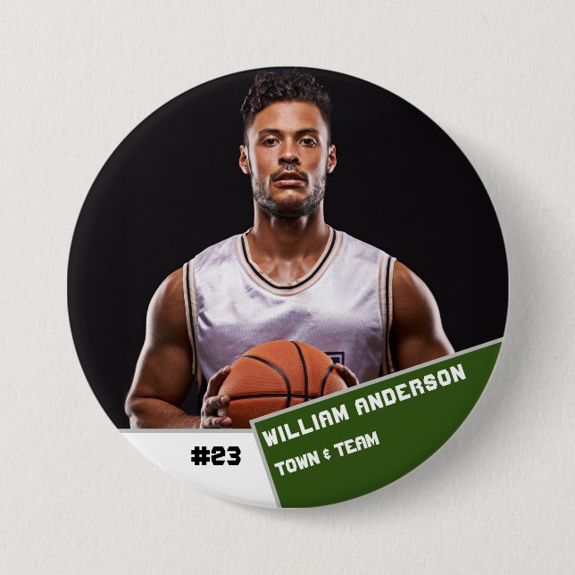 Custom photo sports button / pin basketball player (Front)