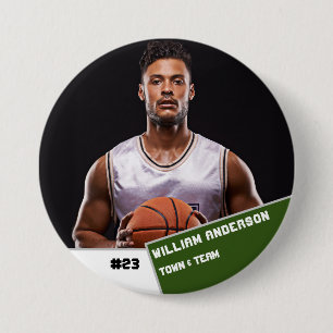 Custom photo sports button / pin basketball player