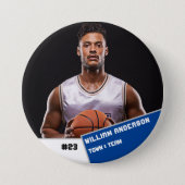 Custom photo sports button / pin basketball player (Front)