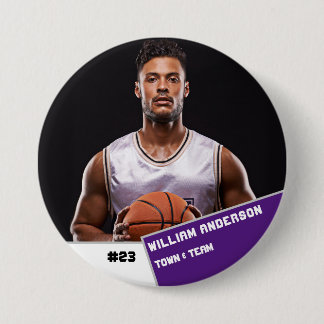 Custom photo sports button / pin basketball player