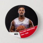 Custom photo sports button / pin basketball player<br><div class="desc">Custom photo sports button / pin basketball player</div>