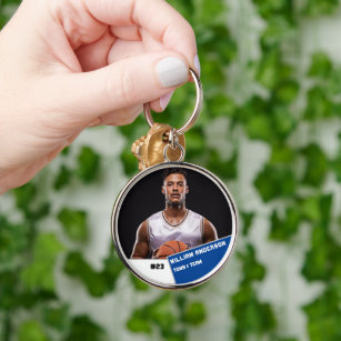 Custom photo sports button / pin basketball player keychain