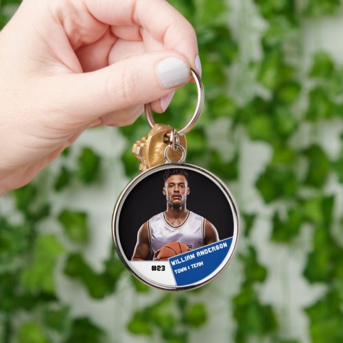 Custom photo sports button  pin basketball player keychain