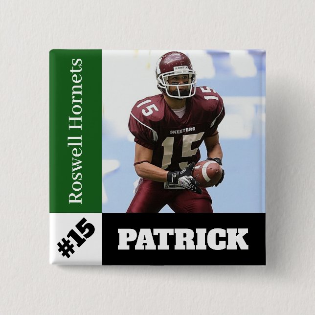 Custom photo sports button / pin football (Front)