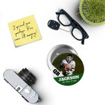 Custom photo sports button / pin football<br><div class="desc">Support your child's athletic endeavors with this custom sports pin. Great for senior nights! Available in a variety of sizes. Lots of options to customize.</div>