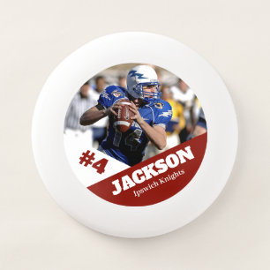 Custom photo sports button / pin football Wham-O frisbee