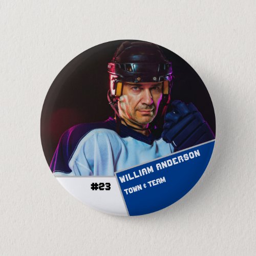 Custom photo sports button  pin hockey player