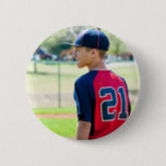 Custom Photo Sports Button/Pin Pinback Button<br><div class="desc">This custom sports pin is the perfect way to show your little champion how proud you are...  Available in a variety of sizes.</div>