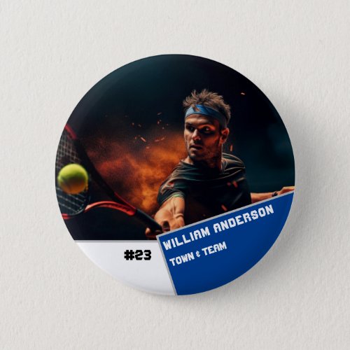 Custom photo sports button  pin Tennis player