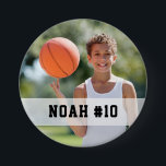 Custom photo sports button / pin with name & #<br><div class="desc">This custom button / pin with your child's name and # is a great way to show support during games all season long. Personalize anyway you like... name and number, team name, mascot - it's up to you. Button also available plain in our store. Available in many sizes though the...</div>