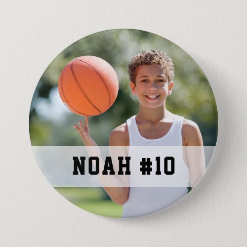 Custom photo sports button  pin with name  