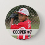 Custom photo sports button / pin with name & #<br><div class="desc">This custom button / pin with your child's name and # is a great way to show support during games all season long. Personalize anyway you like... name and number, team name, mascot or "Go Cooper!" - it's up to you. Button also available plain in our store. Available in many...</div>