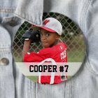 Custom photo sports button / pin with name & #