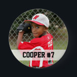 Custom photo sports button / pin with name & #<br><div class="desc">This custom button / pin with your child's name and # is a great way to show support during games all season long. Personalize anyway you like... name and number, team name, mascot or "Go Cooper!" - it's up to you. Button also available plain in our store. Available in many...</div>