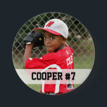 Custom photo sports button / pin with name & #<br><div class="desc">This custom button / pin with your child's name and # is a great way to show support during games all season long. Personalize anyway you like... name and number, team name, mascot or "Go Cooper!" - it's up to you. Button also available plain in our store. Available in many...</div>