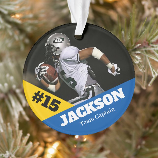Custom photo sports keepsake ornament football (Tree)
