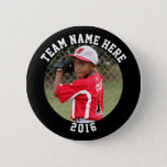Custom Photo Sports Pin / Button With Team Name at Zazzle
