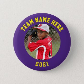 Custom Photo Sports Pin / Button With Team Name by Team_Lawrence at Zazzle