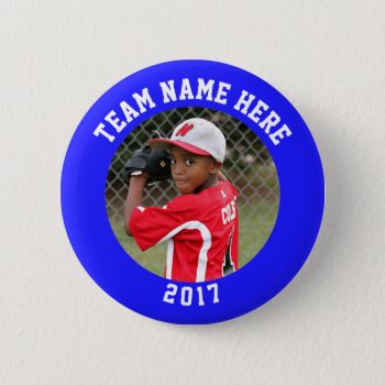 Custom Photo Sports Pin / Button With Team Name by Team_Lawrence at Zazzle