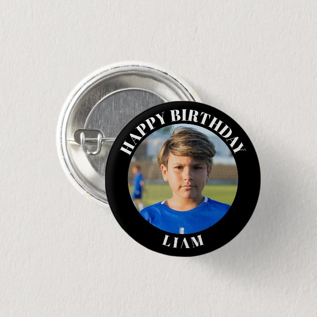 Custom Photo Sports pin / button with team name (Front & Back)