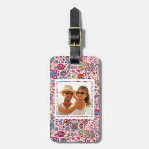 Custom Photo Spring pattern with colorful flowers Luggage Tag